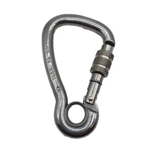 Mosquetón con seguro de rosca y ojo